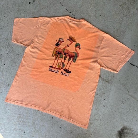 Vintage faded beach bums salmon pink tee size XL 90s retro Florida - Picture 4 of 7